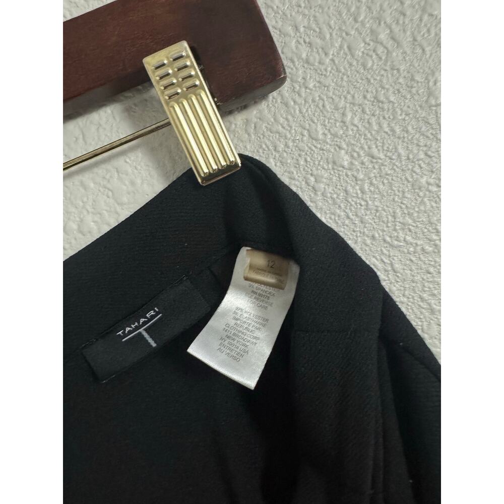 Tahari Black Wide Leg Pants Tie Waist High Rise Minimalist Chic - Picture 7 of 7